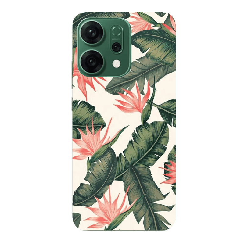 Oppo RENO 14 Green Laves Transparent Silicone TPU Θήκη